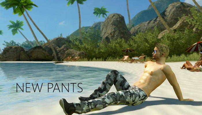 Avatar masculin se détendant sur une plage tropicale.