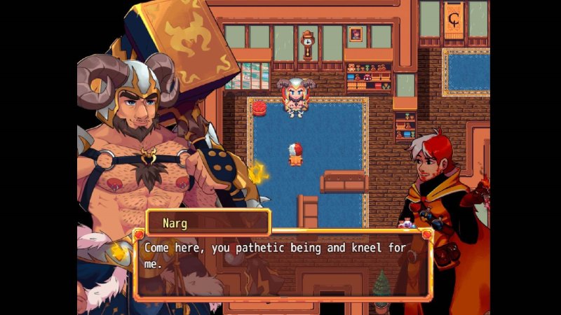 Dialogue entre guerriers illustrés dans un jeu fantastique bara.