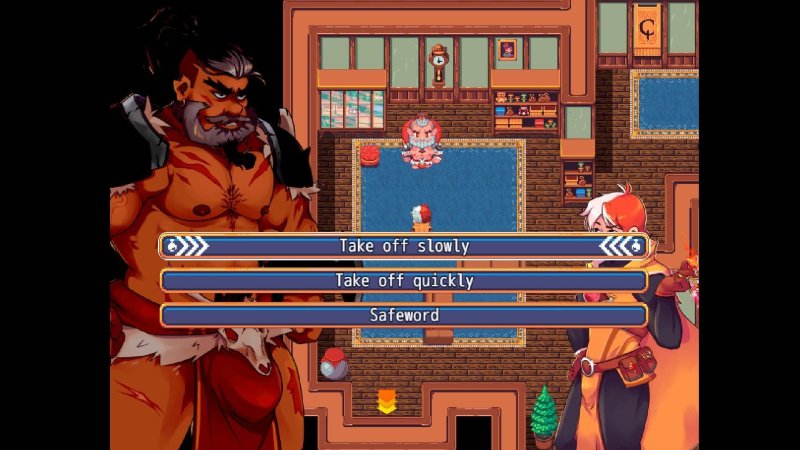 Écran de choix de combat d’un RPG fantastique rétro en pixel art.