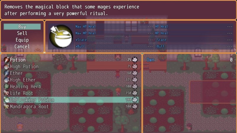 Inventaire de quête et interface du jeu fantastique.