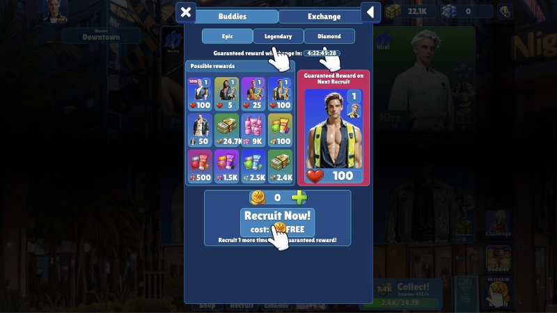 Inventaire de personnages et interface d’amélioration des objets.