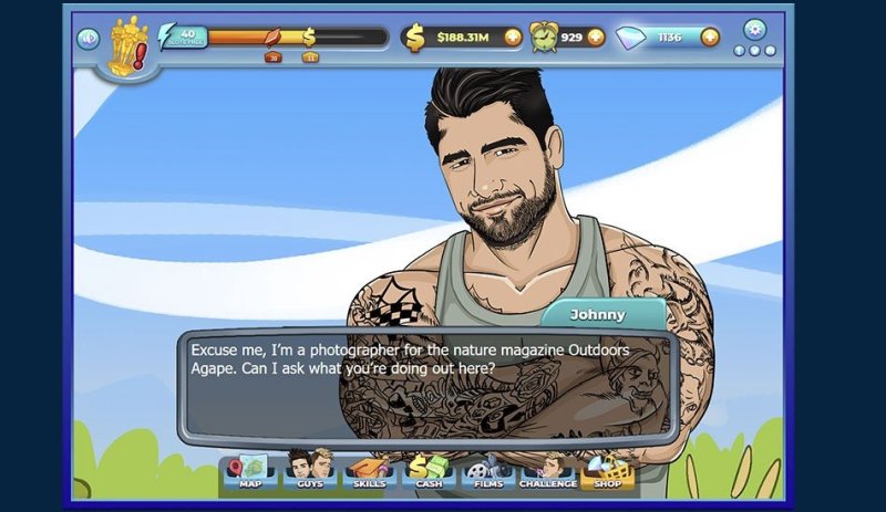 Portrait d’un personnage masculin adulte pendant un dialogue.