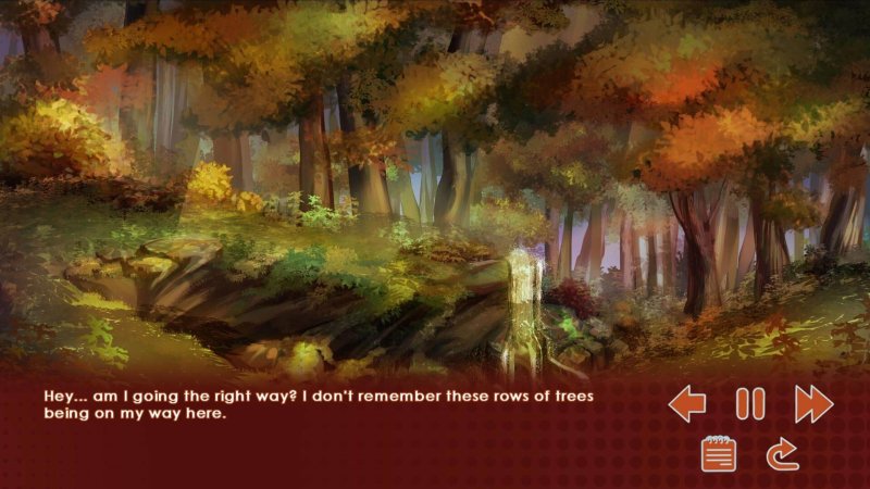 Décor de forêt peint du récit de visual novel.