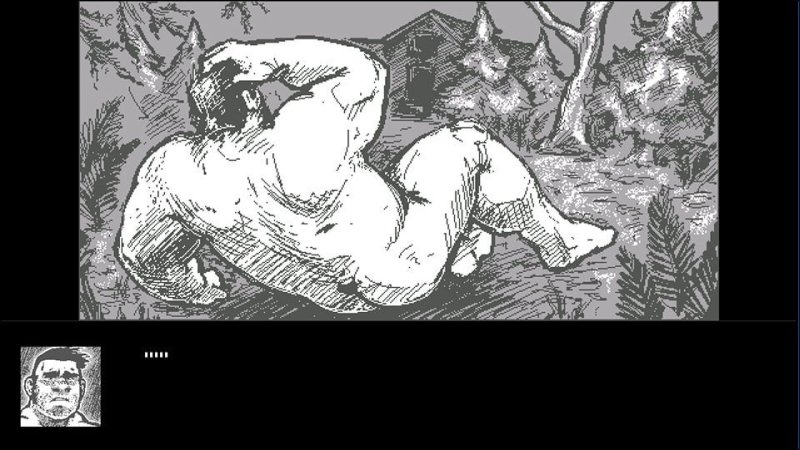 Personnages masculins adultes illustrés discutant dans une pièce sombre.