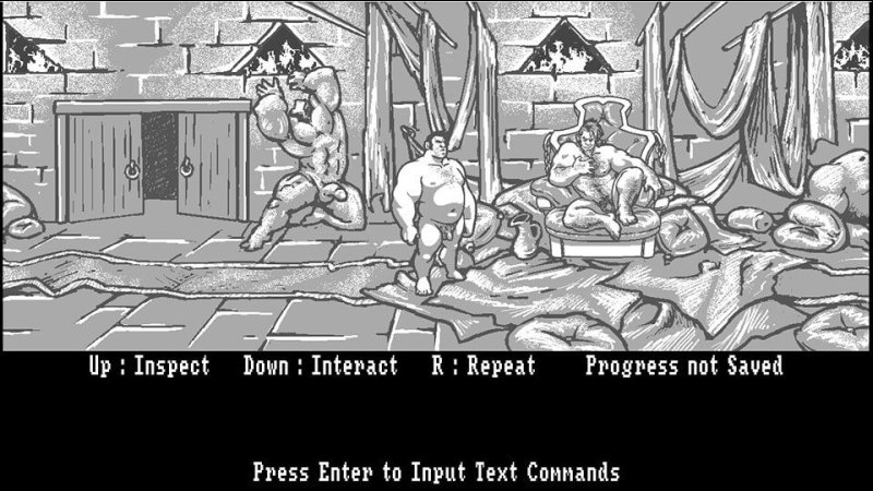 Taverne dessinée au crayon dans l’aventure en pointer-cliquer.