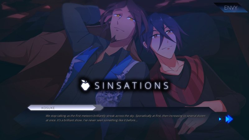Écran-titre du jeu avec deux personnages masculins adultes.