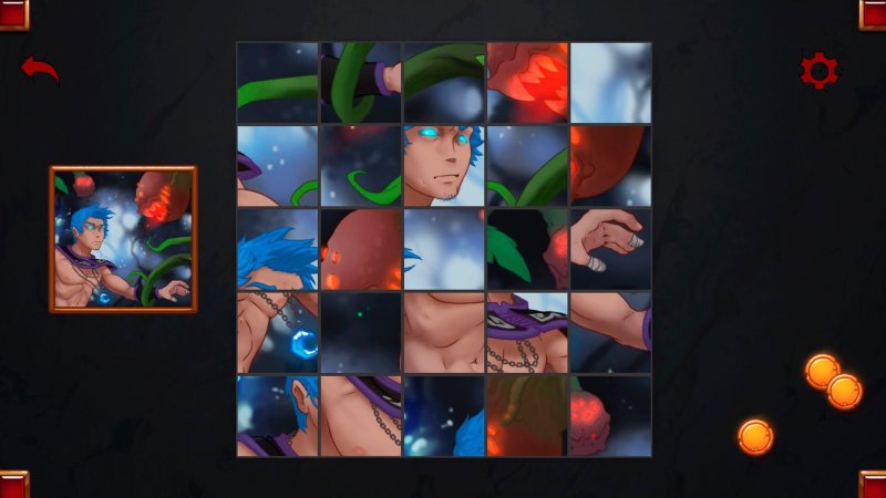 Puzzle à cases coulissantes avec illustration masculine.