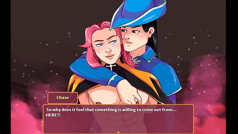 Gros plan romantique de deux personnages masculins illustrés.